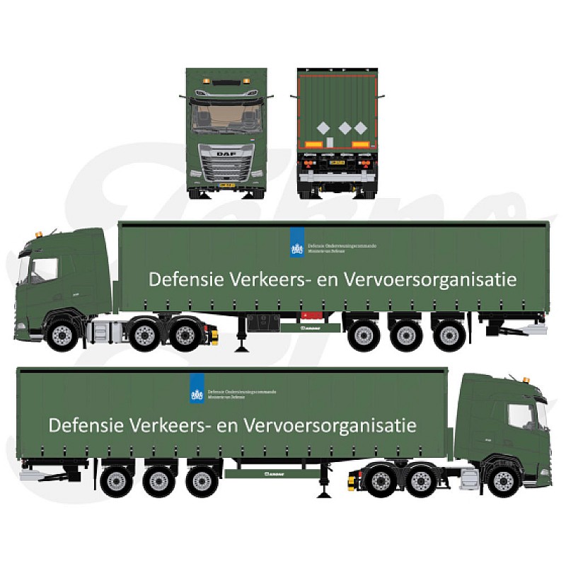 Defensie DVVO DAF XG 6x2 & Curtainside Trailer