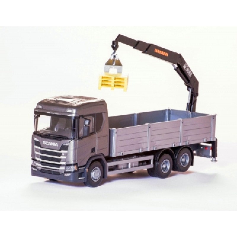 Scania Cr 500 Ng Open Platform With Crane - Grey 1:25 Scale